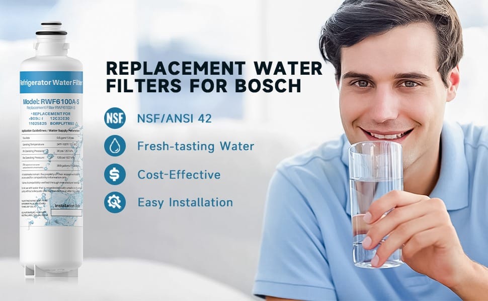 Bosch BORPLFTR50 & 11025825 Replacement Water Filter – Spring Source SS-RWF6100A-S, Carbon Block, 0.5 Micron