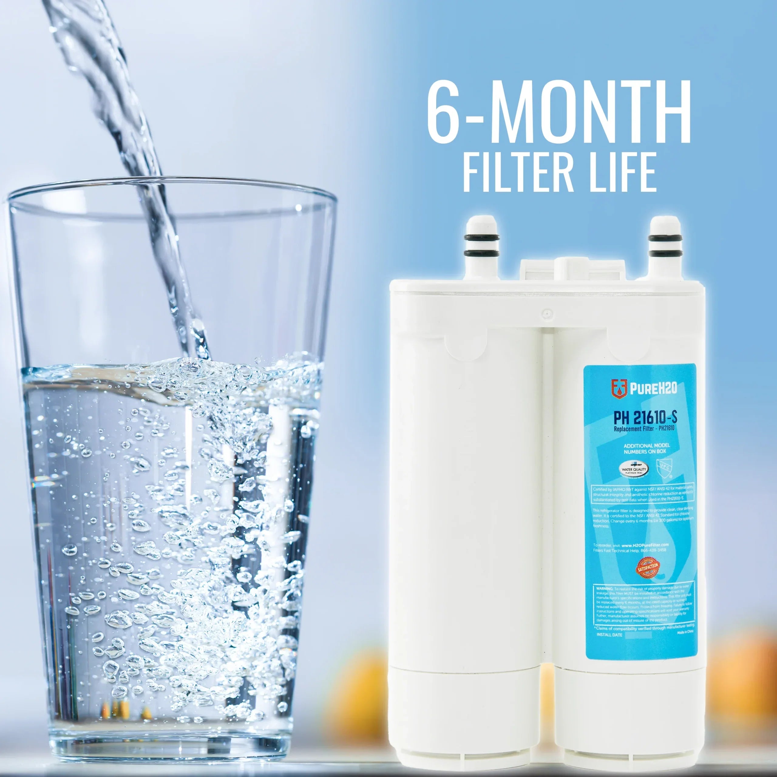 PureH2O PH21610 Refrigerator Water Filter Replacement for Kenmore 46-9911 – NSF 42 & 372 Certified