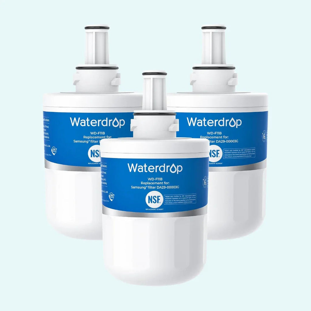 Genuine Waterdrop DA29-00003G Refrigerator Water Filter, Replacement for Samsung®, DA29-00003B, DA29-00003A, Aqua-Pure Plus, HAFCU1, RFG237AARS, FMS-1, RS22HDHPNSR, RSG257AARS, 3 Filters (Package May Vary)